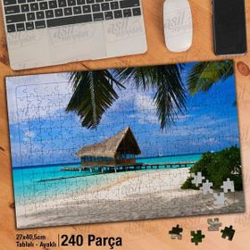 Asil Hobi İskele-Deniz-Ağaçlar-Kumsal-Manzara Yapboz-Ayak Destekli Çerçeveli 240 Parça Puzzle