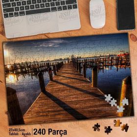 Asil Hobi Iskele-Liman-Geçit-Günbatımı-Sahil Yapboz-Ayak Destekli Çerçeveli 240 Parça Puzzle