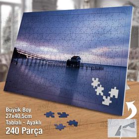 Asil Hobi İskeledeki Kulübe-Deniz-Sahil-Doğa Yapboz-Ayak Destekli Çerçeveli 240 Parça Puzzle