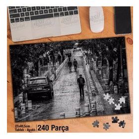 Asil Hobi Islak Yerler-Retro-Cadde-İnsanlar Yapboz-Ayak Destekli Çerçeveli 240 Parça Puzzle