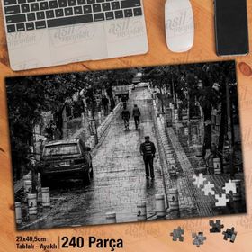 Asil Hobi Islak Yerler-Retro-Cadde-İnsanlar Yapboz-Ayak Destekli Çerçeveli 240 Parça Puzzle