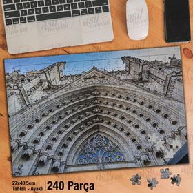 Asil Hobi İspanya-Barselona Katedrali-Mimari Yapboz-Ayak Destekli Çerçeveli 240 Parça Puzzle