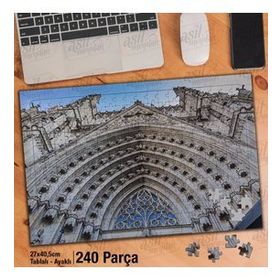 Asil Hobi İspanya-Barselona Katedrali-Mimari Yapboz-Ayak Destekli Çerçeveli 240 Parça Puzzle
