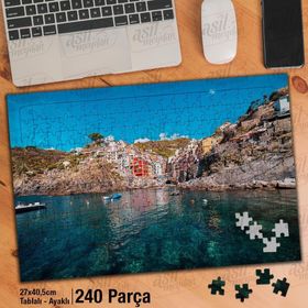 Asil Hobi İtalya-Deniz-Sahil-Evler-Manzara Yapboz-Ayak Destekli Çerçeveli 240 Parça Puzzle