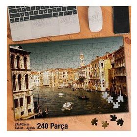 Asil Hobi İtalya-Günbatımı-Grand Canal-Manzara Yapboz-Ayak Destekli Çerçeveli 240 Parça Puzzle