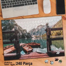 Asil Hobi İtalya-Lago Di Braies-Sandal-Kayık Yapboz-Ayak Destekli Çerçeveli 240 Parça Puzzle