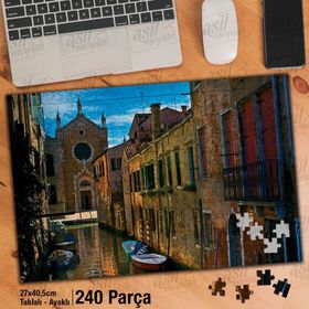 Asil Hobi İtalya Venedik Sokak Görünümü-Mimari Yapboz-Ayak Destekli Çerçeveli 240 Parça Puzzle