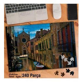 Asil Hobi İtalya Venedik Sokak Görünümü-Mimari Yapboz-Ayak Destekli Çerçeveli 240 Parça Puzzle
