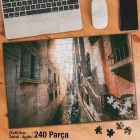 Asil Hobi İtalya-Venedik-Su Kanalı-Evler Yapboz-Ayak Destekli Çerçeveli 240 Parça Puzzle