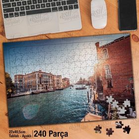 Asil Hobi İtalya-Venedik-Su Kanalı-Evler Yapboz-Ayak Destekli Çerçeveli 240 Parça Puzzle