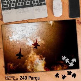 Asil Hobi Jet-Savaş Uçakları-Gökyüzü-Bulutlar Yapboz-Ayak Destekli Çerçeveli 240 Parça Puzzle
