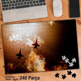Asil Hobi Jet-Savaş Uçakları-Gökyüzü-Bulutlar Yapboz-Ayak Destekli Çerçeveli 240 Parça Puzzle
