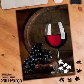 Asil Hobi Kadeh Bardağı-Şarap-Fıçı Yapboz-Ayak Destekli Çerçeveli 240 Parça Puzzle