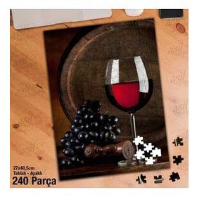 Asil Hobi Kadeh Bardağı-Şarap-Fıçı Yapboz-Ayak Destekli Çerçeveli 240 Parça Puzzle