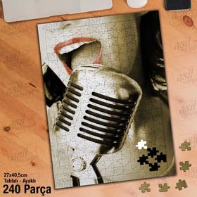 Asil Hobi Kadın Sanatçı-Müzik-Mikrofon Yapboz-Ayak Destekli Çerçeveli 240 Parça Puzzle