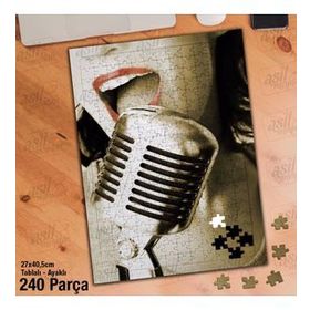 Asil Hobi Kadın Sanatçı-Müzik-Mikrofon Yapboz-Ayak Destekli Çerçeveli 240 Parça Puzzle