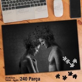 Asil Hobi Kadın Ve Erkek Portre-Insan-Gri Yapboz-Ayak Destekli Çerçeveli 240 Parça Puzzle
