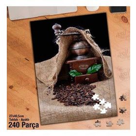 Asil Hobi Kahve Çekirdekleri-Kahve Değirmeni Yapboz-Ayak Destekli Çerçeveli 240 Parça Puzzle