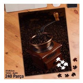 Asil Hobi Kahve Çekirdekleri-Kahve Öğütücü Yapboz-Ayak Destekli Çerçeveli 240 Parça Puzzle
