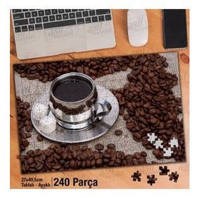 Asil Hobi Kahve Fincanı-Kahve Çekidekleri-Coffee Yapboz-Ayak Destekli Çerçeveli 240 Parça Puzzle
