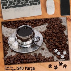 Asil Hobi Kahve Fincanı-Kahve Çekidekleri-Coffee Yapboz-Ayak Destekli Çerçeveli 240 Parça Puzzle