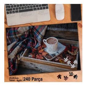 Asil Hobi Kahve-Sıcak Çikolata-İçecek Yapboz-Ayak Destekli Çerçeveli 240 Parça Puzzle