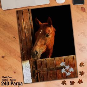 Asil Hobi Kahverengi At-Ahır-Vahşi Hayvan Yapboz-Ayak Destekli Çerçeveli 240 Parça Puzzle