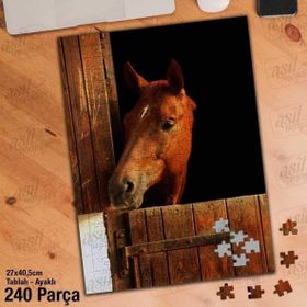 Asil Hobi Kahverengi At-Ahır-Vahşi Hayvan Yapboz-Ayak Destekli Çerçeveli 240 Parça Puzzle