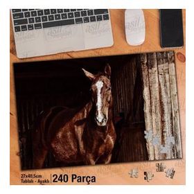 Asil Hobi Kahverengi At-Sevimli Hayvan-Tabiat Yapboz-Ayak Destekli Çerçeveli 240 Parça Puzzle