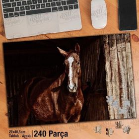 Asil Hobi Kahverengi At-Sevimli Hayvan-Tabiat Yapboz-Ayak Destekli Çerçeveli 240 Parça Puzzle