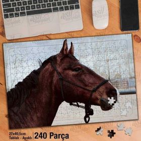 Asil Hobi Kahverengi At-Vahşi Yaşam-Doğa-Hayvan Yapboz-Ayak Destekli Çerçeveli 240 Parça Puzzle