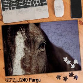 Asil Hobi Kahverengi At-Yakın Çekim-Vahşi Hayvan Yapboz-Ayak Destekli Çerçeveli 240 Parça Puzzle