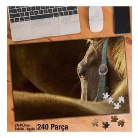 Asil Hobi Kahverengi At-Yakın Çekim-Vahşi Hayvan Yapboz-Ayak Destekli Çerçeveli 240 Parça Puzzle