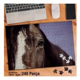 Asil Hobi Kahverengi At-Yakın Çekim-Vahşi Hayvan Yapboz-Ayak Destekli Çerçeveli 240 Parça Puzzle