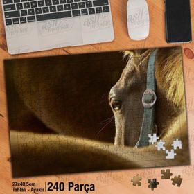 Asil Hobi Kahverengi At-Yakın Çekim-Vahşi Hayvan Yapboz-Ayak Destekli Çerçeveli 240 Parça Puzzle