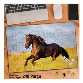 Asil Hobi Kahverengi Koşan At-Doğa-Vahşi Hayvan Yapboz-Ayak Destekli Çerçeveli 240 Parça Puzzle