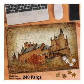 Asil Hobi Kale Binası-Retro-Mimari Yapboz-Ayak Destekli Çerçeveli 240 Parça Puzzle