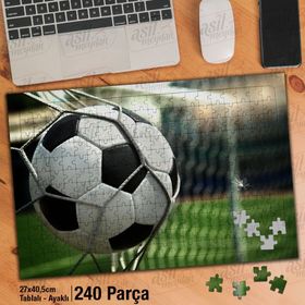 Asil Hobi Kale-Top-Ağ-Spor-Futbol Yapboz-Ayak Destekli Çerçeveli 240 Parça Puzzle