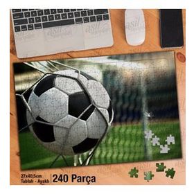Asil Hobi Kale-Top-Ağ-Spor-Futbol Yapboz-Ayak Destekli Çerçeveli 240 Parça Puzzle