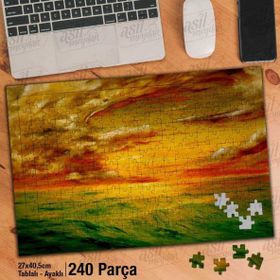 Asil Hobi Kaliforniya Sahil-Gün Batımı Yapboz-Ayak Destekli Çerçeveli 240 Parça Puzzle