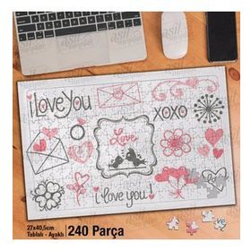 Asil Hobi Kalp-I Love You-Aşk-Sevgi Yapboz-Ayak Destekli Çerçeveli 240 Parça Puzzle