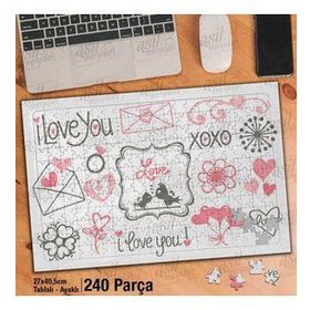 Asil Hobi Kalp-I Love You-Aşk-Sevgi Yapboz-Ayak Destekli Çerçeveli 240 Parça Puzzle