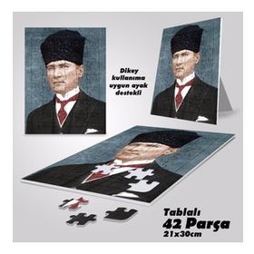 Asil Hobi Kalpaklı Mustafa Kemal Atatürk-Yapboz-Ayak Destekli Laminasyonlu 42 Parça Puzzle
