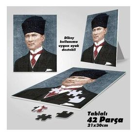 Asil Hobi Kalpaklı Mustafa Kemal Atatürk-Yapboz-Ayak Destekli Laminasyonlu 42 Parça Puzzle