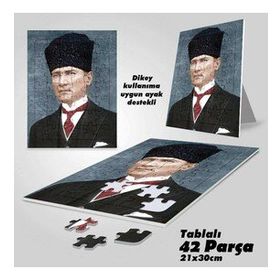 Asil Hobi Kalpaklı Mustafa Kemal Atatürk-Yapboz-Ayak Destekli Laminasyonlu 42 Parça Puzzle