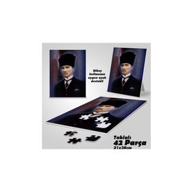 Asil Hobi Kalpaklı Sivil Mustafa Kemal Atatürk-Yapboz-Ayak Destekli Çerçeveli 42 Parça Puzzle