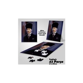 Asil Hobi Kalpaklı Sivil Mustafa Kemal Atatürk-Yapboz-Ayak Destekli Çerçeveli 42 Parça Puzzle