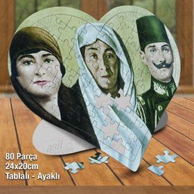 Asil Hobi Kalpli Mustafa Kemal Atatürk Annesi Ve Kız Kardeşi Puzzle Fotoğraf Baskılı 80 Parça Puzzle