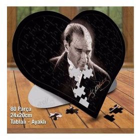Asil Hobi Kalpli Mustafa Kemal Atatürk İmzalı Puzzle Fotoğraf Baskılı 80 Parça Puzzle