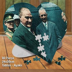 Asil Hobi Kalpli Mustafa Kemal Atatürk Ve İsmet İnönü Puzzle Fotoğraf Baskılı 80 Parça Puzzle